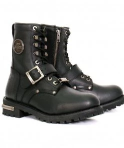 Hot Leathers BTL1001 Ladies 7-inch-Tall Logger Leather Boots With Buckle Riding Gear