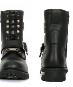 Hot Leathers BTL1001 Ladies 7-inch-Tall Logger Leather Boots With Buckle Riding Gear