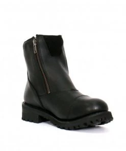 Hot Leathers BTL1002 Ladies Black 6-inch Double Zip Cap Toe Leather Boots