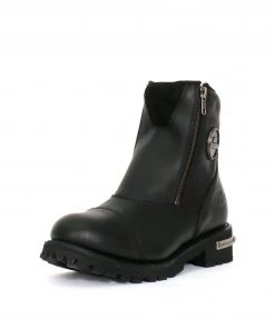 Hot Leathers BTL1002 Ladies Black 6-inch Double Zip Cap Toe Leather Boots