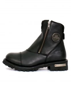 Hot Leathers BTL1002 Ladies Black 6-inch Double Zip Cap Toe Leather Boots