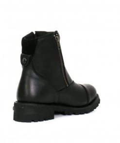Hot Leathers BTL1002 Ladies Black 6-inch Double Zip Cap Toe Leather Boots