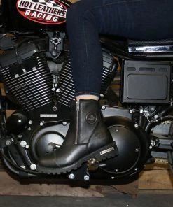 Hot Leathers BTL1002 Ladies Black 6-inch Double Zip Cap Toe Leather Boots