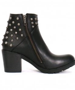 Hot Leathers BTL1003 Ladies 5-inch Black Studded Ankle Leather Boots With Side Zippers Riding Gear