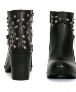 Hot Leathers BTL1003 Ladies 5-inch Black Studded Ankle Leather Boots With Side Zippers Riding Gear