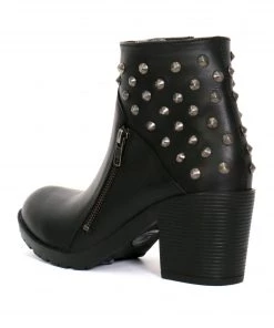 Hot Leathers BTL1003 Ladies 5-inch Black Studded Ankle Leather Boots With Side Zippers Riding Gear