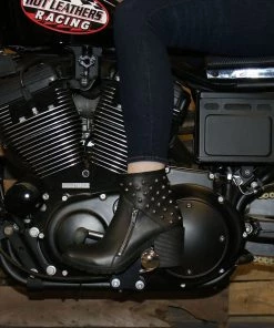 Hot Leathers BTL1003 Ladies 5-inch Black Studded Ankle Leather Boots With Side Zippers Riding Gear