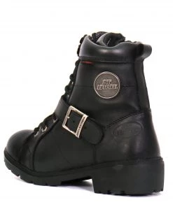 Riding Gear Hot Leathers BTL1004 Ladies 6-inch Black Lace-Up Leather Boots With Buckle Strap