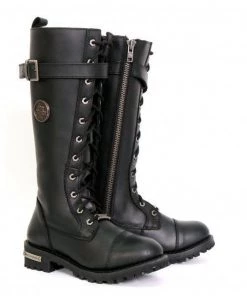 Riding Gear Hot Leathers BTL1005 Ladies 14-inch Black Knee-High Leather Boots With Side Zipper Entry