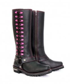 Riding Gear Hot Leathers BTL1006 Ladies 14-inch Black Knee-High Leather Boots With Side Zipper Entry