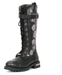 Hot Leathers BTL1007 Ladies Black Knee High Wild Roses Leather Boots Riding Gear