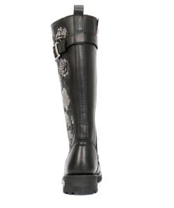 Hot Leathers BTL1007 Ladies Black Knee High Wild Roses Leather Boots Riding Gear