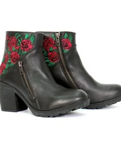 Hot Leathers BTL1008 Ladies Black Wild Roses Zipper Boot