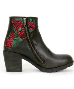 Hot Leathers BTL1008 Ladies Black Wild Roses Zipper Boot