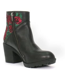Hot Leathers BTL1008 Ladies Black Wild Roses Zipper Boot