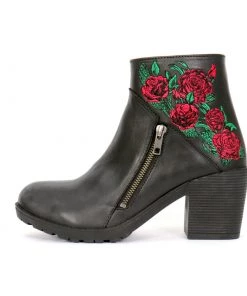 Hot Leathers BTL1008 Ladies Black Wild Roses Zipper Boot