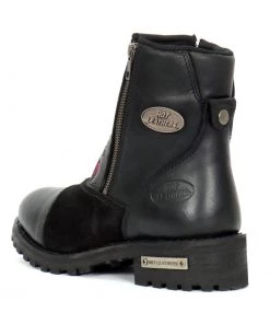 Hot Leathers BTL1009 Ladies Black Double Zip Sugar Skull Cap Toe Leather Boot