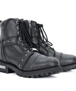 Hot Leathers BTL1010 Ladies 7-inch-Tall Zip-Up/Lace-Up Studded Boots Riding Gear