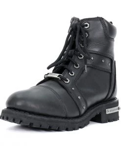 Hot Leathers BTL1010 Ladies 7-inch-Tall Zip-Up/Lace-Up Studded Boots Riding Gear