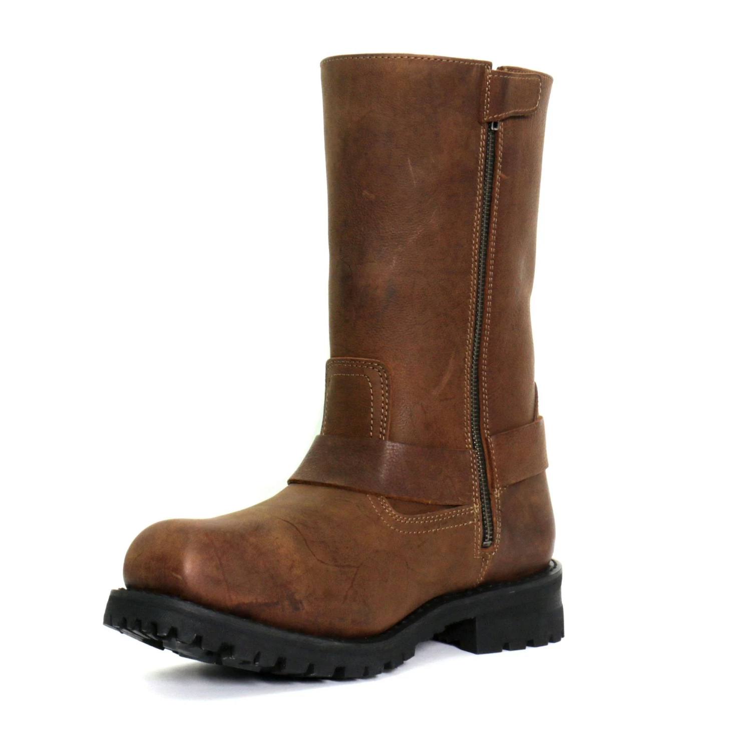 Riding Gear Hot Leathers BTM1001 Men's Rust Brown 11-inch Harness Motorcycle Leather Boots