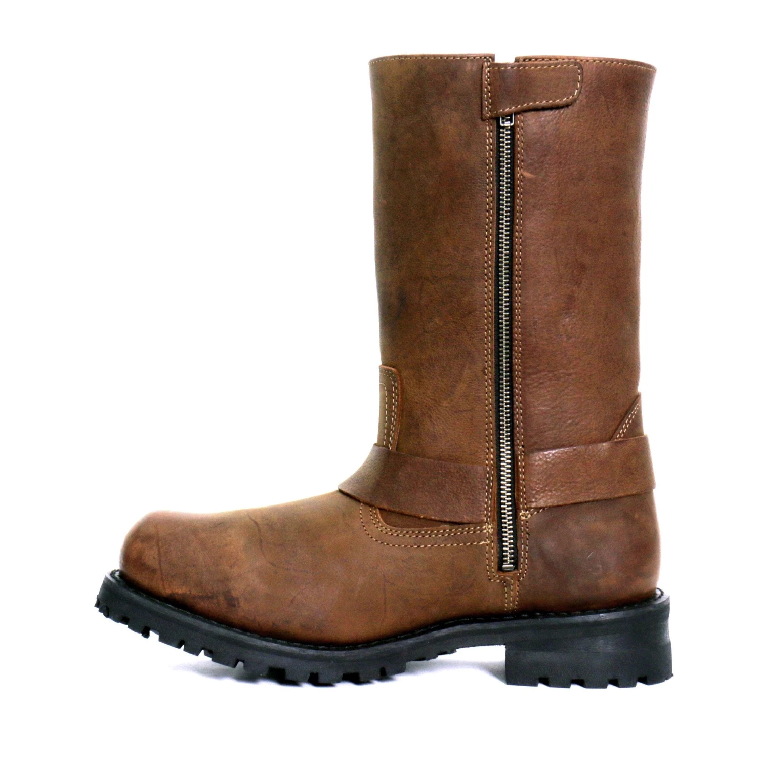 Riding Gear Hot Leathers BTM1001 Men's Rust Brown 11-inch Harness Motorcycle Leather Boots