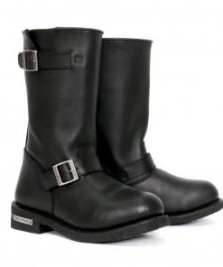 Riding Gear Hot Leathers BTM1002 Men's Black 11-inch Round Toe Engineer Leather Boots