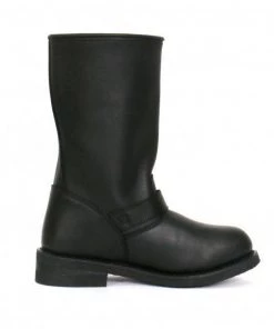 Riding Gear Hot Leathers BTM1002 Men's Black 11-inch Round Toe Engineer Leather Boots