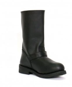 Riding Gear Hot Leathers BTM1002 Men's Black 11-inch Round Toe Engineer Leather Boots