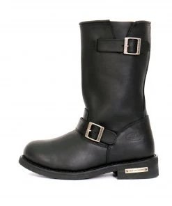 Riding Gear Hot Leathers BTM1002 Men's Black 11-inch Round Toe Engineer Leather Boots