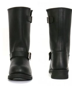 Riding Gear Hot Leathers BTM1002 Men's Black 11-inch Round Toe Engineer Leather Boots