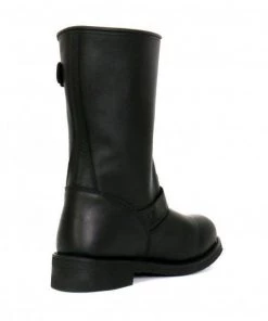 Riding Gear Hot Leathers BTM1002 Men's Black 11-inch Round Toe Engineer Leather Boots