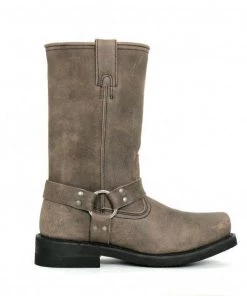 Hot Leathers BTM1003 Men's Stone Wash Brown 11-inch Tall Harness Leather Boots Riding Gear