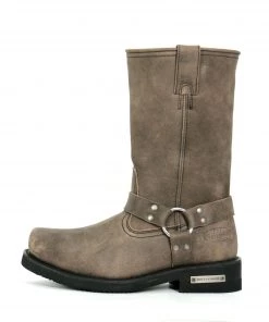 Hot Leathers BTM1003 Men's Stone Wash Brown 11-inch Tall Harness Leather Boots Riding Gear