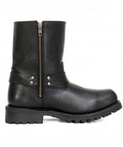 Hot Leathers BTM1004 Men's Black 8-inch Short Harness Leather Boots With Lug Sole Riding Gear