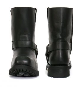 Hot Leathers BTM1004 Men's Black 8-inch Short Harness Leather Boots With Lug Sole Riding Gear