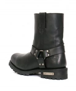 Hot Leathers BTM1004 Men's Black 8-inch Short Harness Leather Boots With Lug Sole Riding Gear