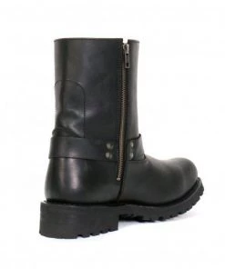 Hot Leathers BTM1004 Men's Black 8-inch Short Harness Leather Boots With Lug Sole Riding Gear