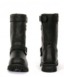 Riding Gear Hot Leathers BTM1005 Men's Black 10-inch Tall Round Toe Engineer Leather Boots With Lug Sole