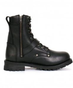 Hot Leathers BTM1006 Men's Black 8-inch Logger Leather Boots With Adjustable Buckle