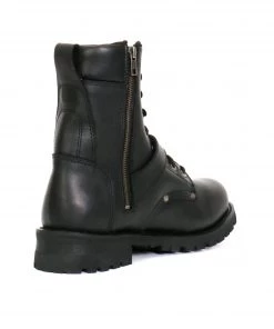 Hot Leathers BTM1006 Men's Black 8-inch Logger Leather Boots With Adjustable Buckle