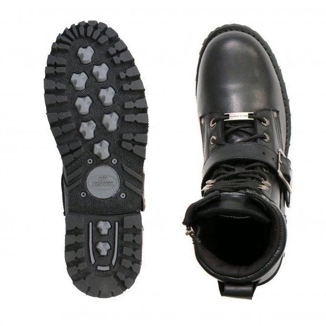 Hot Leathers BTM1006 Men's Black 8-inch Logger Leather Boots With Adjustable Buckle