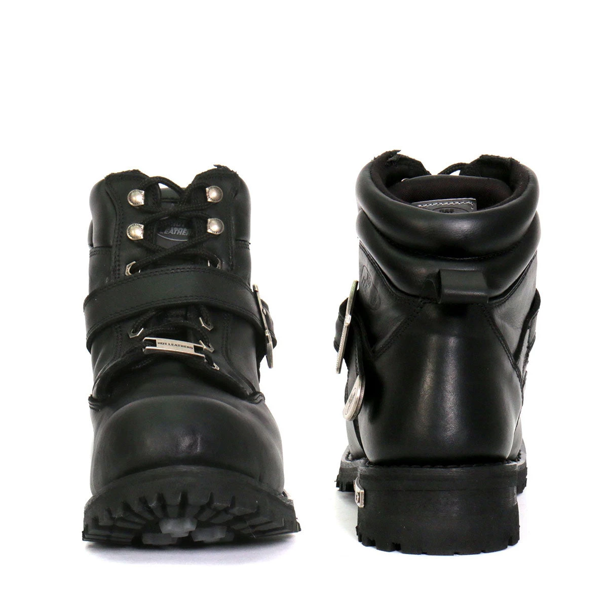 Hot Leathers BTM1007 Men's Black 6-inch Logger Leather Boots With Adjustable Buckle