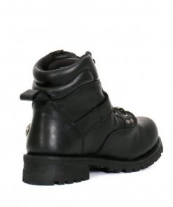 Hot Leathers BTM1007 Men's Black 6-inch Logger Leather Boots With Adjustable Buckle