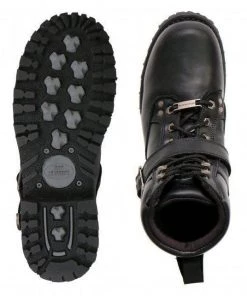 Hot Leathers BTM1007 Men's Black 6-inch Logger Leather Boots With Adjustable Buckle