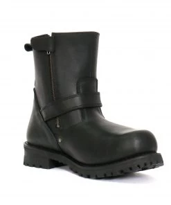 Hot Leathers BTM1008 Men's Black 8-inch Round Toe Engineer Leather Boot With Lug Sole Riding Gear