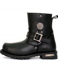 Hot Leathers BTM1008 Men's Black 8-inch Round Toe Engineer Leather Boot With Lug Sole Riding Gear