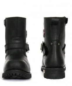 Hot Leathers BTM1008 Men's Black 8-inch Round Toe Engineer Leather Boot With Lug Sole Riding Gear