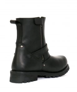 Hot Leathers BTM1008 Men's Black 8-inch Round Toe Engineer Leather Boot With Lug Sole Riding Gear