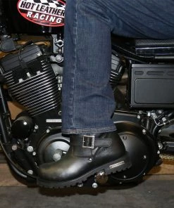 Hot Leathers BTM1008 Men's Black 8-inch Round Toe Engineer Leather Boot With Lug Sole Riding Gear
