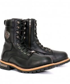 Hot Leathers BTM1011 Men's 8 Inch Two Tone Logger Leather Lace Up Boots Riding Gear